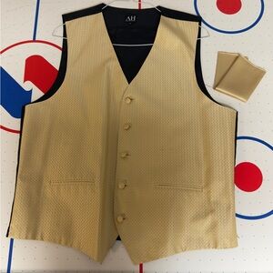 After Hours Formalwear Vest and Pocket Square.  Harvest Maize or Venetian Gold